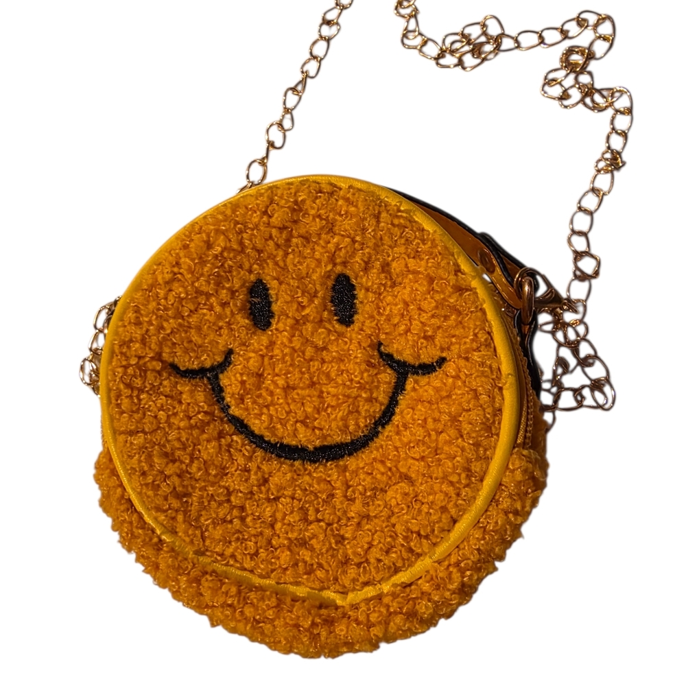 NWOT Yellow Smiley Face Fuzzy Crossbody Bag (Small)